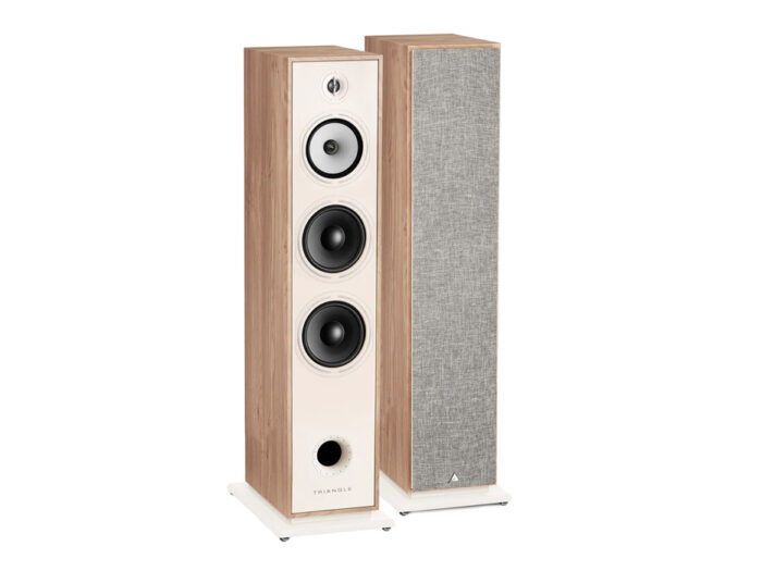 A picture of a pair of Triangle Borea BR10 Floorstanding Speakers in Light Oak