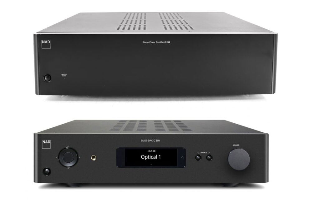 A picture of a NAD C298 Stereo Power Amplifier Bundle & C658 BluOS Streaming DAC