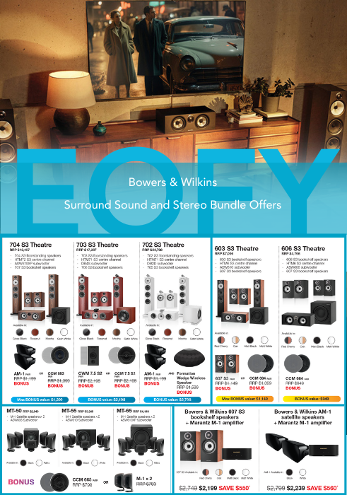 Bowers and Wilkins Surround Sound and Stereo Bundle offers at Len Wallis Audio in Lane Cove